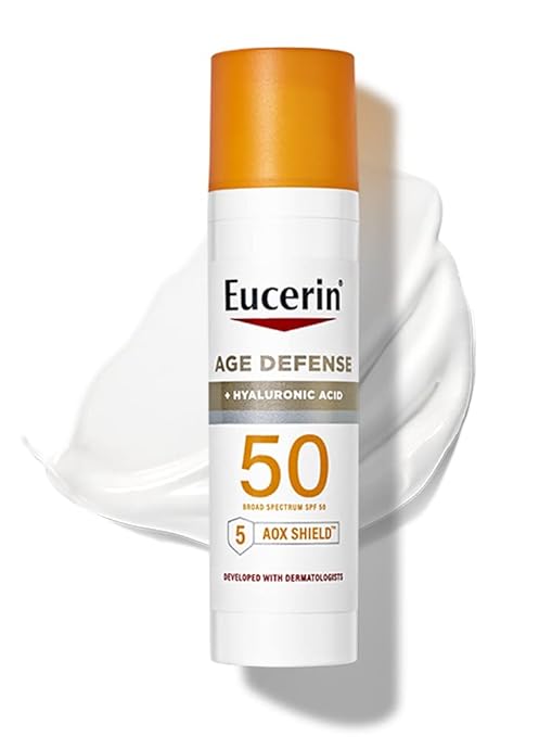 Eucerin Sun Age Defense SPF 50 Face Sunscreen Lotion with Hyaluronic Acid