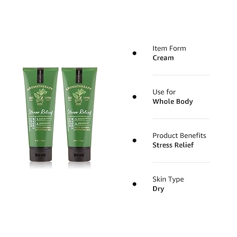 Bath & Body Works Aromatherapy Stress Relief Eucalyptus Spearmint Body Cream 8.0 oz, 226g (2 Pack)