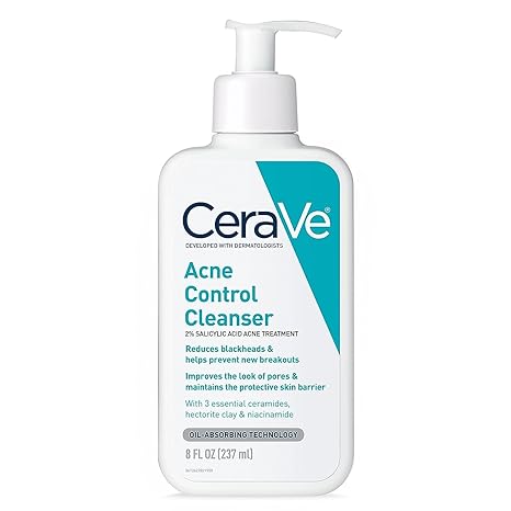 CeraVe Acne Treatment Face Wash | Salicylic Acid Cleanser with Purifying Clay