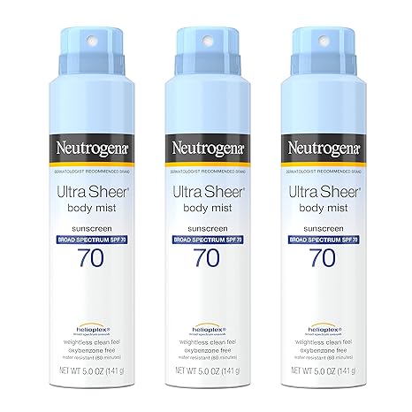 Neutrogena Ultra Sheer Body Mist SPF 70 Sunscreen Spray (Pack of 3)