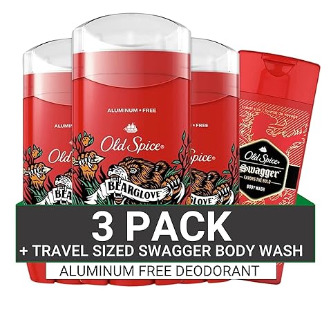 Old Spice Aluminum Free Deodorant for Men, Bearglove Scent, 48 Hr. Protection, 3 Oz (Pack of 3)