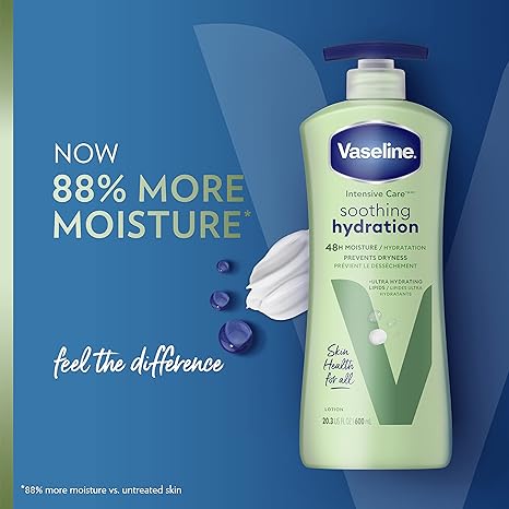 Vaseline Intensive Care Body Lotion for Dry Skin Soothing Hydration Lotion Made with Ultra-Hydrating Lipids (Pack of 3)