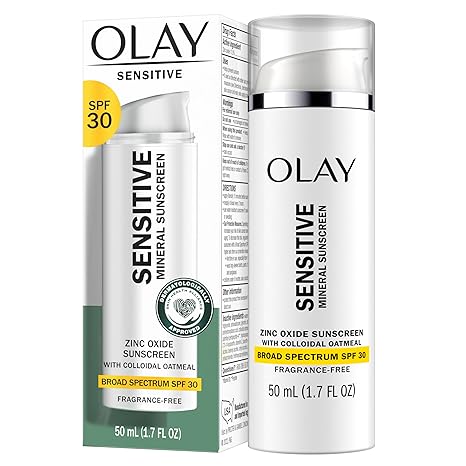 Olay Sensitive Mineral Sunscreen Zinc Oxide Sunscreen Broad Spectrum SPF 30 50 ml (1.7oz)