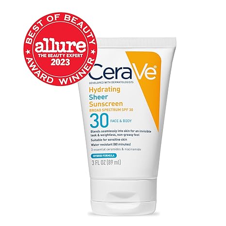 CeraVe Hydrating Sheer Sunscreen SPF 30 for Face and Body