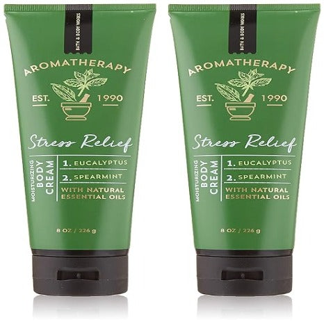 Bath & Body Works Aromatherapy Stress Relief Eucalyptus Spearmint Body Cream 8.0 oz, 226g (2 Pack)