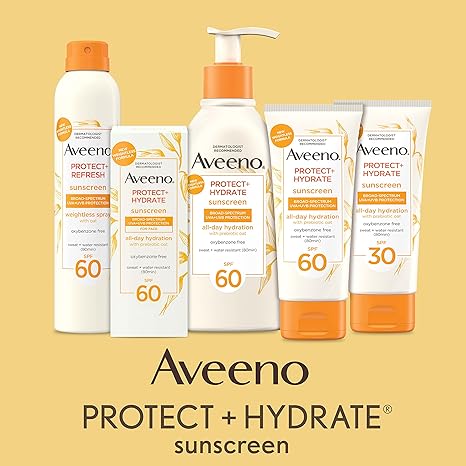 Aveeno Protect + Hydrate Moisturizing Body Sunscreen Lotion with Broad Spectrum SPF 60 & Prebiotic Oat