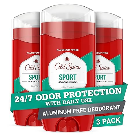 Old Spice Aluminum Free Deodorant for Men, High Endurance Sport, 24/7 Odor Protection, 3 Oz Each, (Pack Of 3)