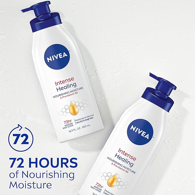 NIVEA Intense Healing Body Lotion, 72 Hour Moisture for Dry to Very Dry Skin