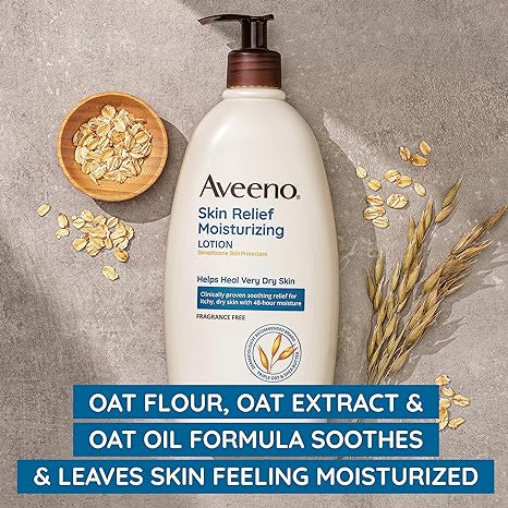 Aveeno Skin Relief 24-Hour Moisturizing Lotion for Sensitive Skin with Natural Shea Butter & Triple Oat Complex